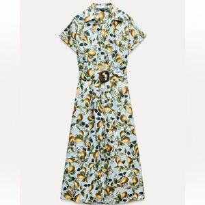 NWT Zara Fruit Print Midi Dress
